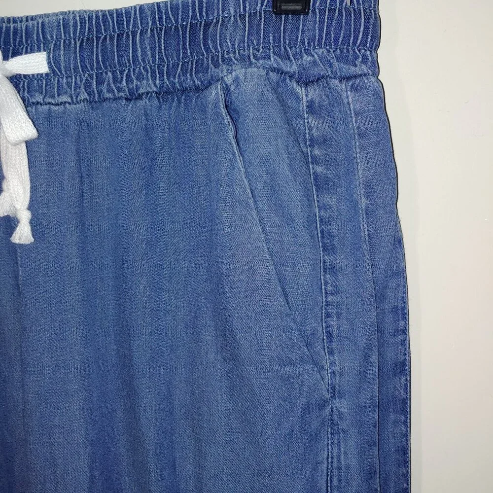 Unbranded Drawstring Wide Leg Chambray Pants Size 10 Blue